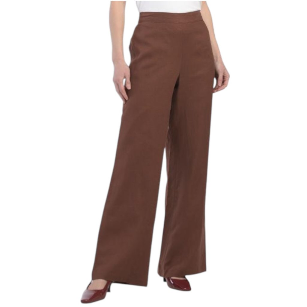 Elie Tahari Linen Pull On Clean Front Full Length Pants